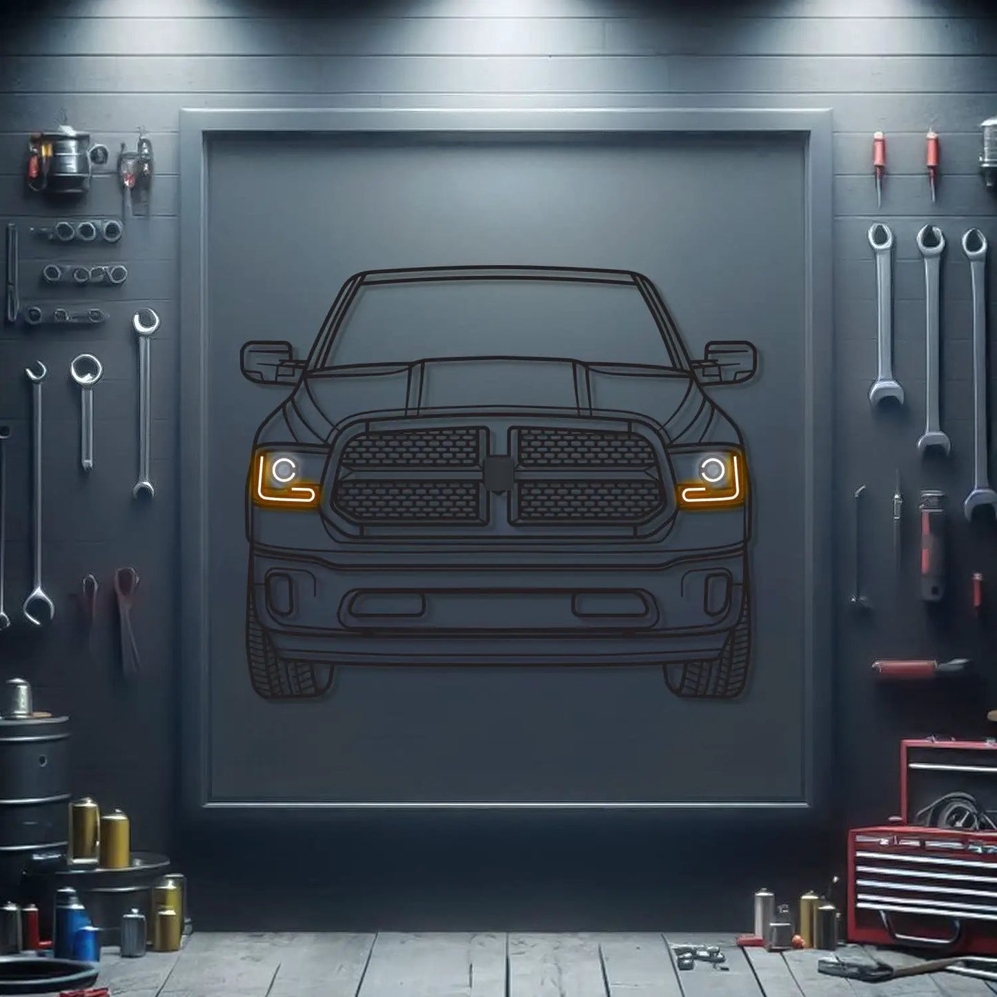 Ram 1500 Rt Front View metal neon car wall art by Modello Turbo on Tampa Home & Garden Store