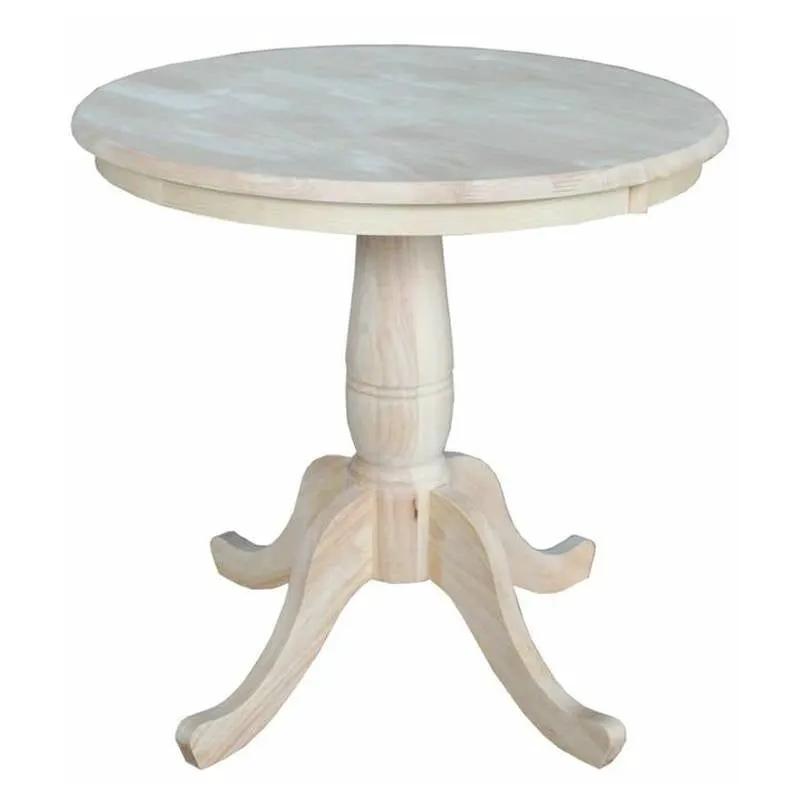 30-inch unfinished solid wood round dining table with pedestal base on Tampa Home & Garden Store