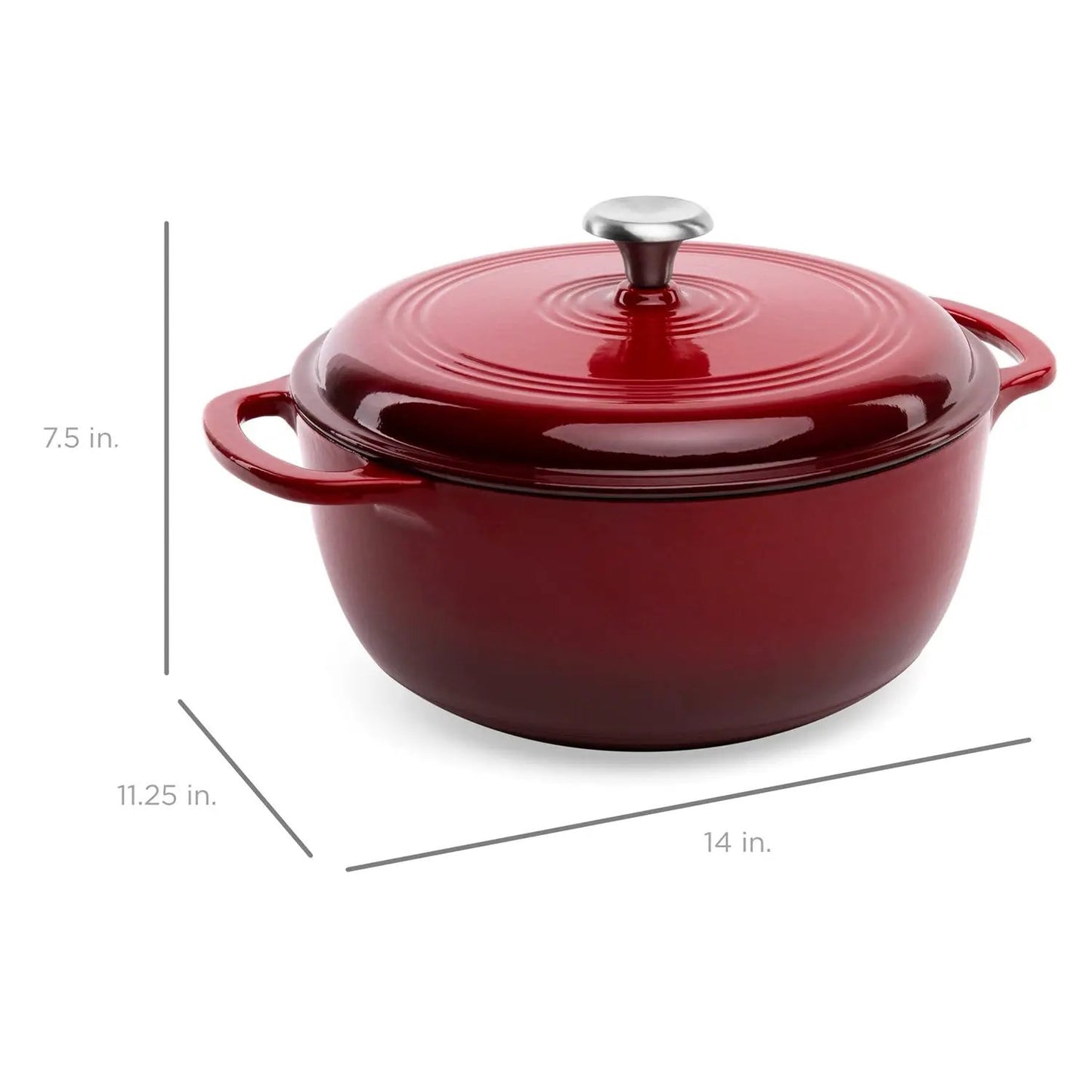 6 Quart Large Red Enamel Cast-Iron Dutch Oven Kitchen Cookware - Tampa Home & Garden Store
