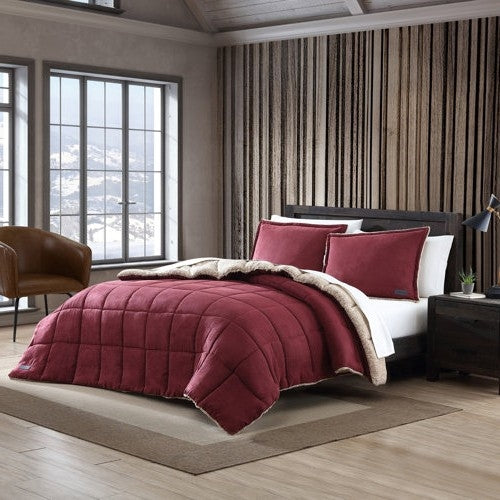 Twin Plush Sherpa Reversible Micro Suede Comforter Set in Marron - Tampa Home & Garden Store