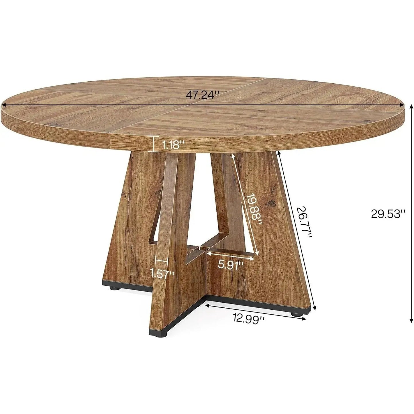 Modern 4-Person Circular Dining Table in retro brown wood finish by HomePacific on Tampa Home & Garden Store