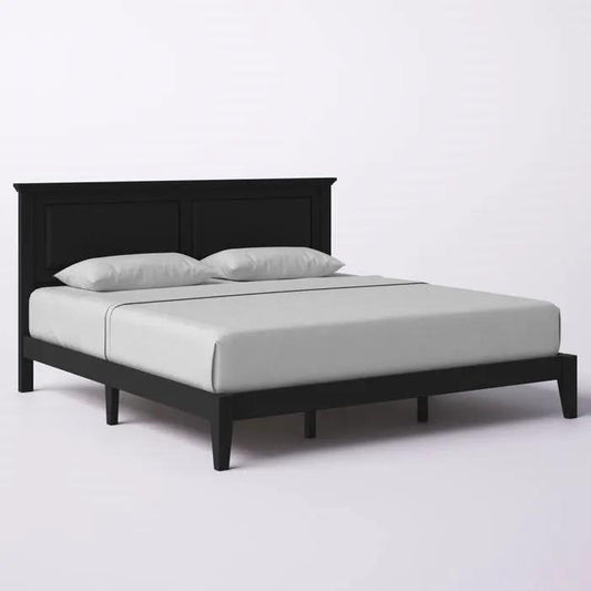 King solid oak platform bed frame with black headboard on Tampa Home & Garden Store