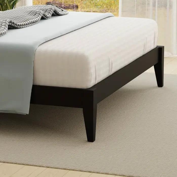 King solid oak platform bed frame in black with tapered legs by HomePacific on Tampa Home & Garden Store
