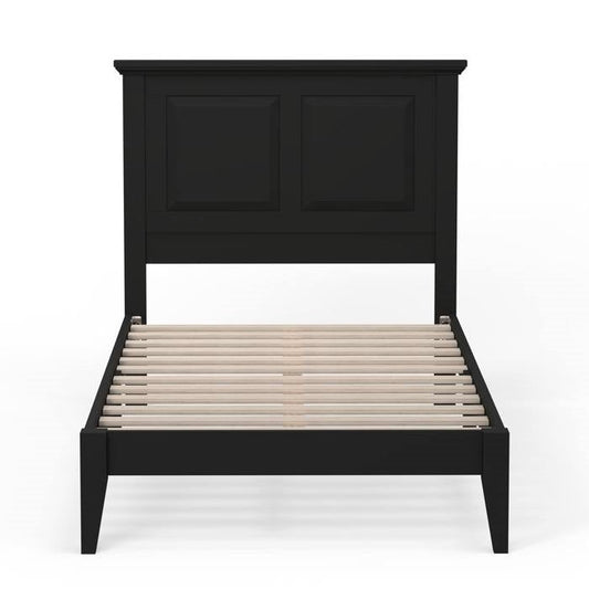 Twin Traditional Solid Oak Wooden Platform Bed Frame with Headboard in Black - Tampa Home & Garden Store