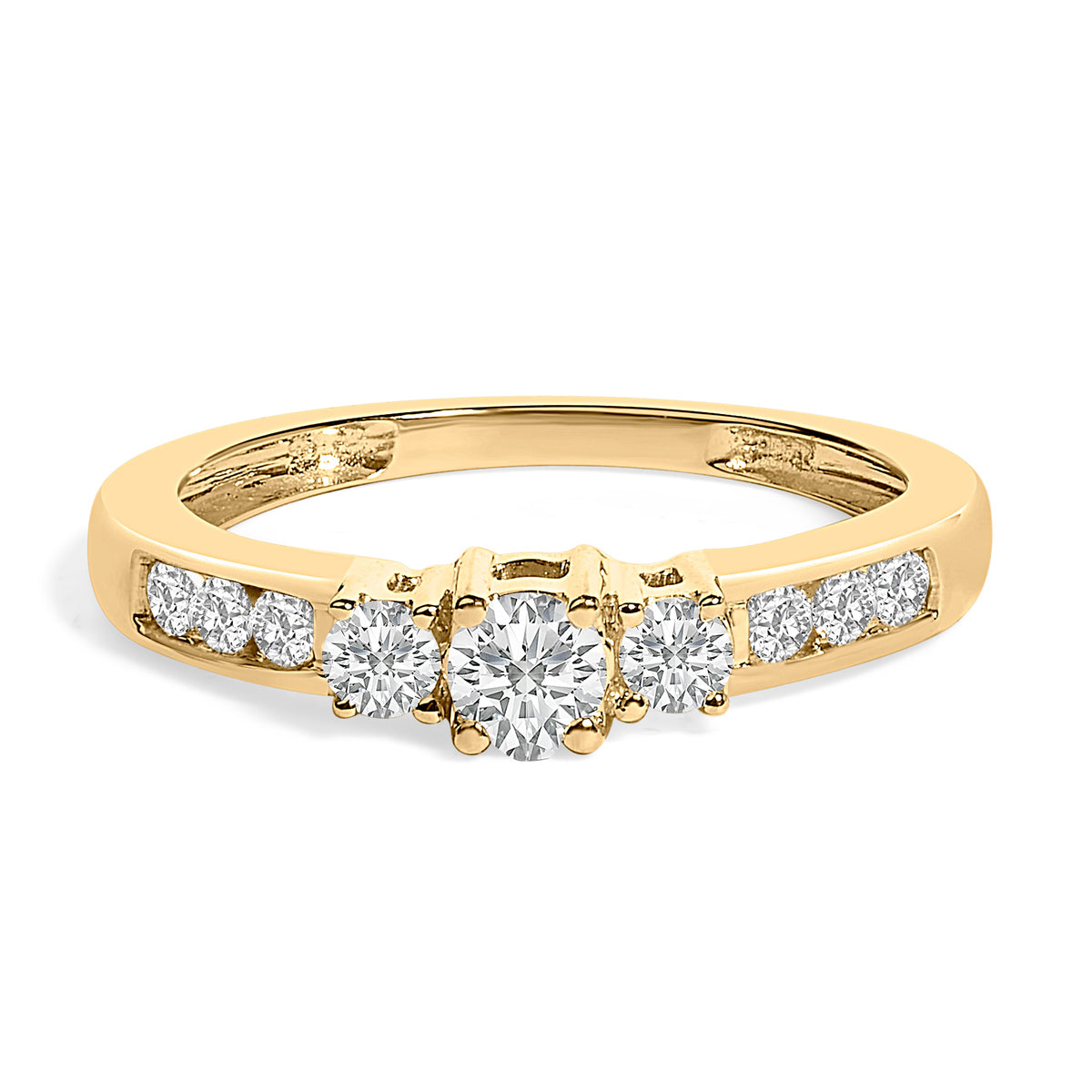 10K white gold 1/2 Cttw diamond three-stone ring by Bids.com with pave diamond band on Tampa Home & Garden Store