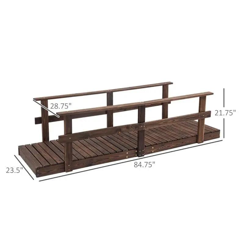 7 Ft Outdoor Wooden Garden Bridge With Hand Rails brown wood HomePacific garden bridge on Tampa Home & Garden Store