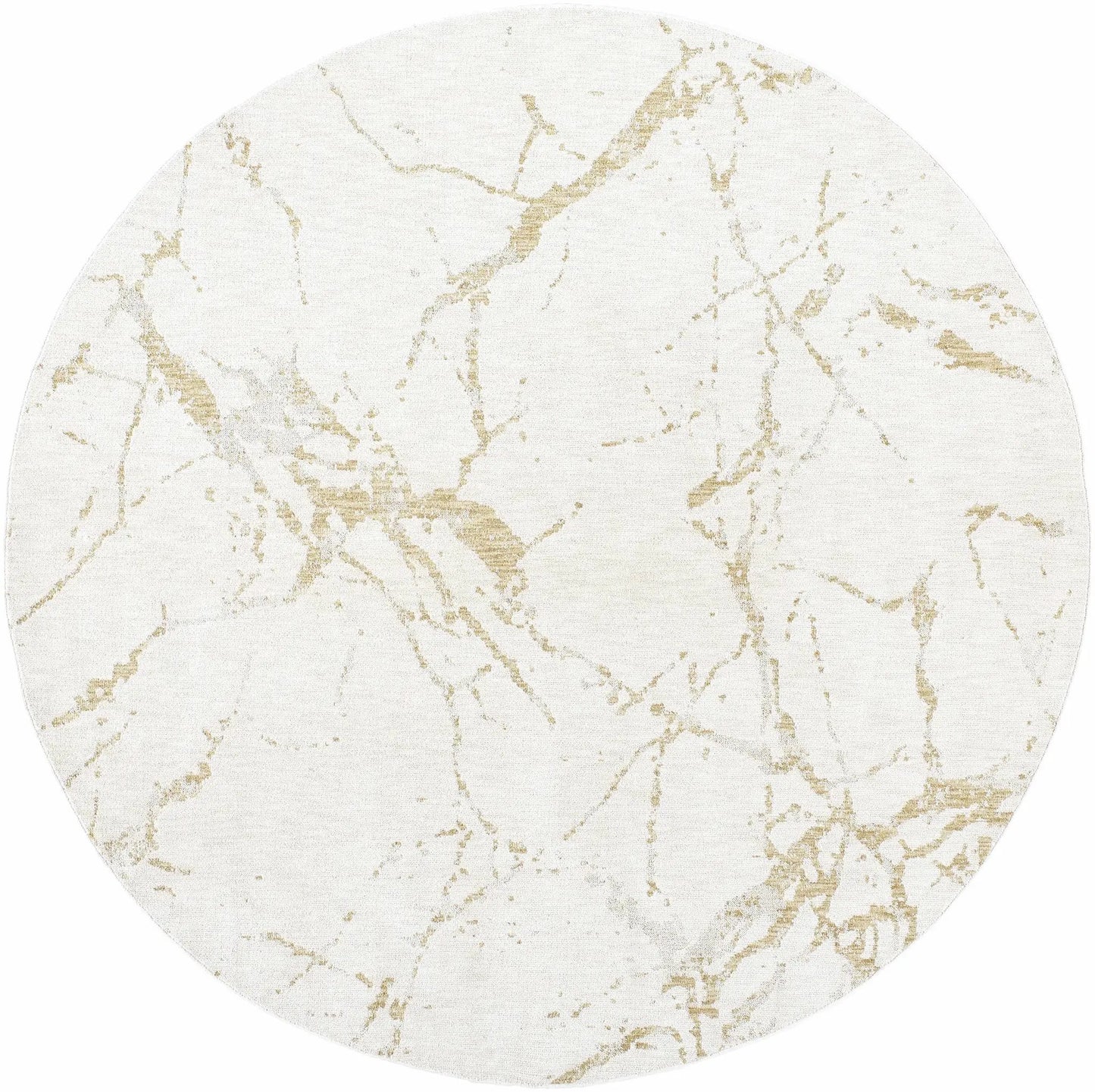 Rasia Luxe rug round ivory cream with tan marble veining on Tampa Home & Garden Store