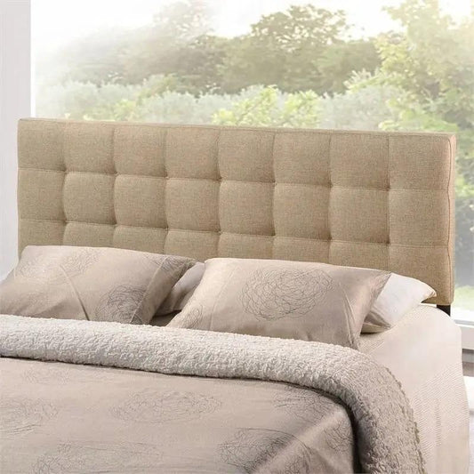 Full size modern beige taupe fabric tufted headboard by HomePacific on Tampa Home & Garden Store