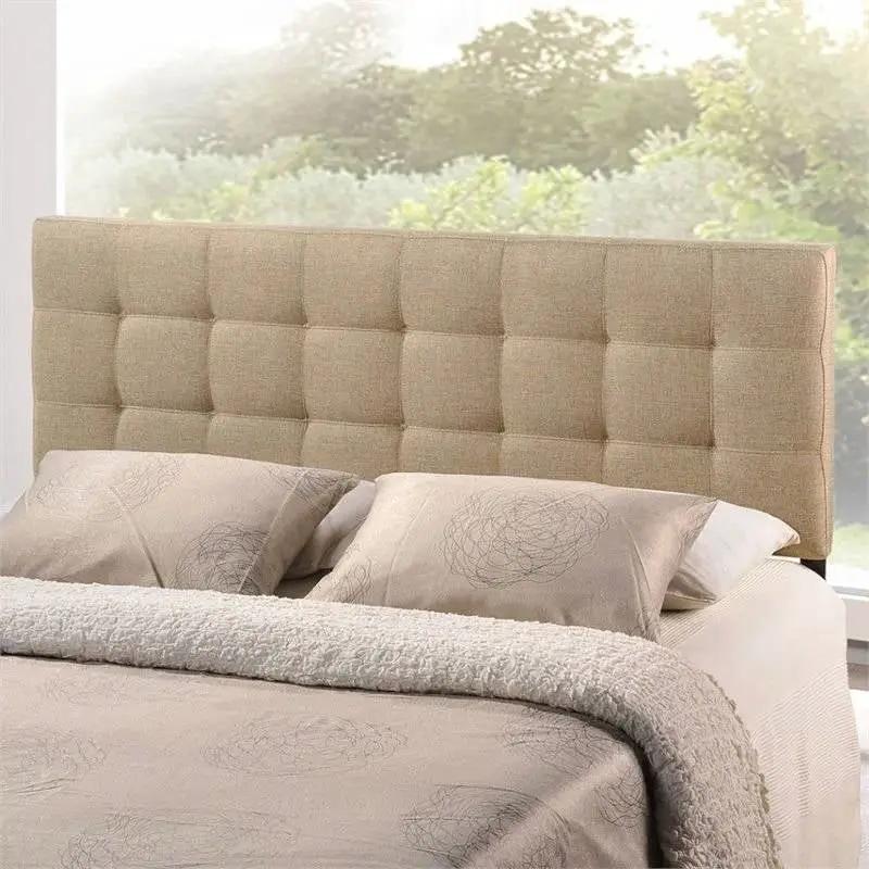 Queen size Modern Beige Tan Taupe Fabric Tufted Upholstered Headboard - Tampa Home & Garden Store