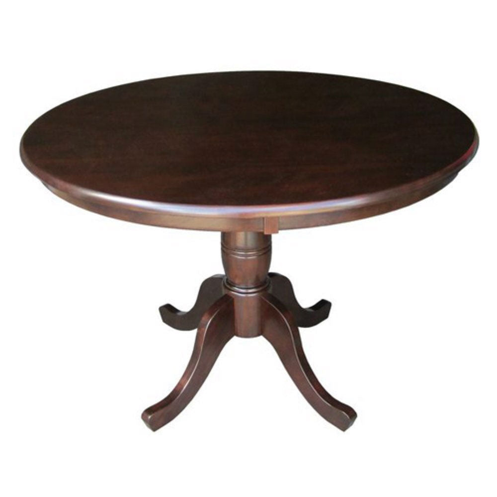 Mesa de comedor redonda de madera maciza de 36 pulgadas en moca intenso