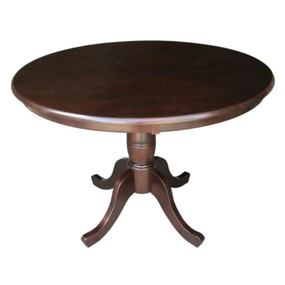 Round 36-inch Solid Wood Kitchen Dining Table in Rich Mocha - Tampa Home & Garden Store