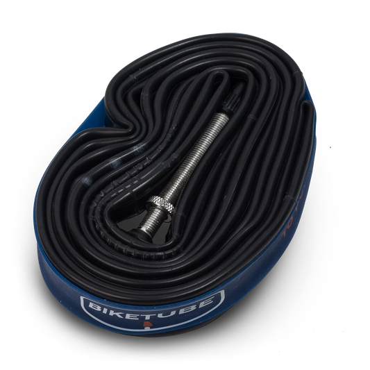 Biketube Brand 700c road gravel presta valve tube, butyl, coiled inner tube on blue packaging on Tampa Home & Garden Store