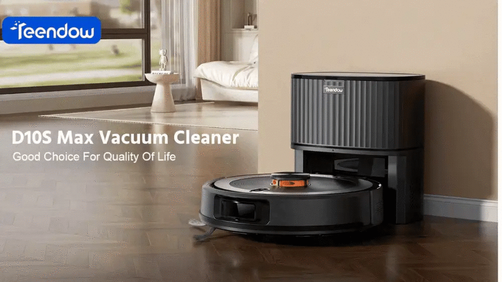 Teendow D10S Max black self-emptying robot vacuum and mop with LDS navigation and dock on Tampa Home & Garden Store