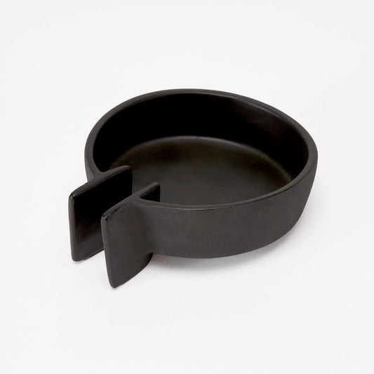 Roman Soap Dish with Sculptural Drainage, black glossy round dish on Tampa Home & Garden Store