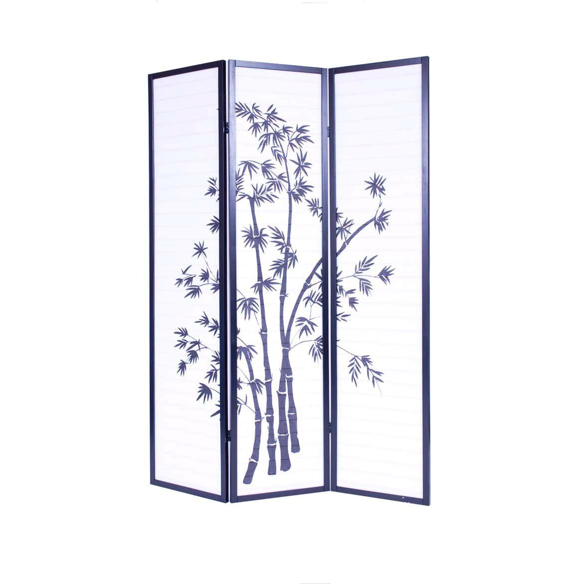 Divisor de ambiente japonés Shoji de 3 paneles con estampado de bambú