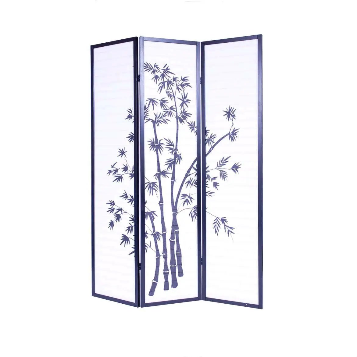3-Panel Asian Shoji Screen Room Divider with Bamboo Print - Tampa Home & Garden Store