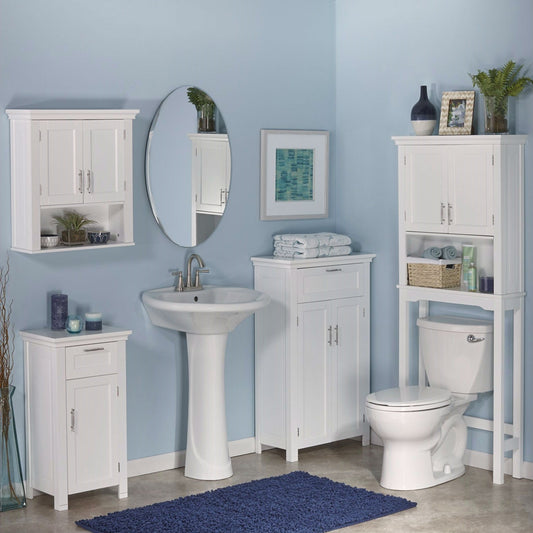 Mueble de pared para baño blanco con estante abierto