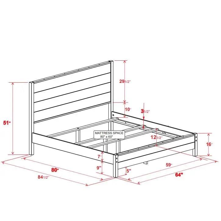 FarmHome Rustic Solid Pine Platform Bed in Queen Size - Tampa Home & Garden Store