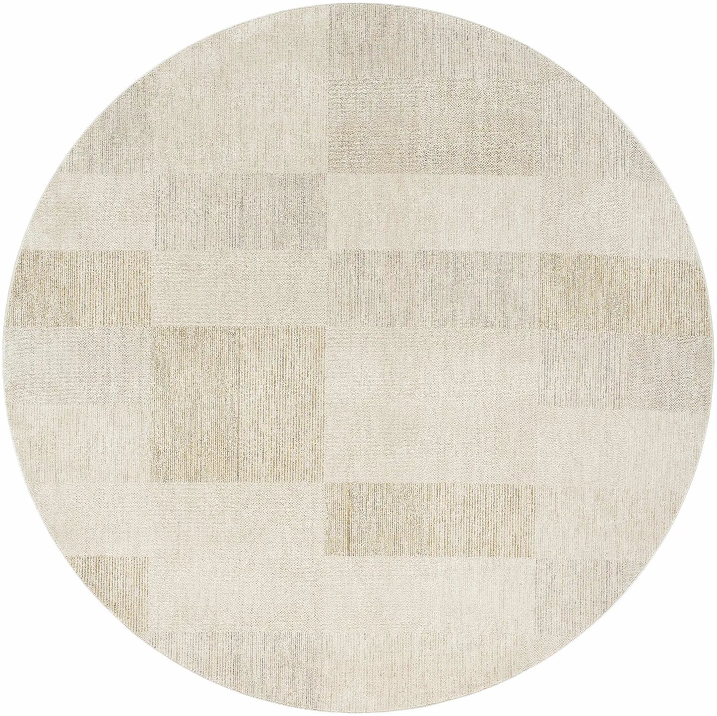 Radia Luxe Rug round ivory and cream patchwork texture by Boutique Rugs on Tampa Home & Garden Store