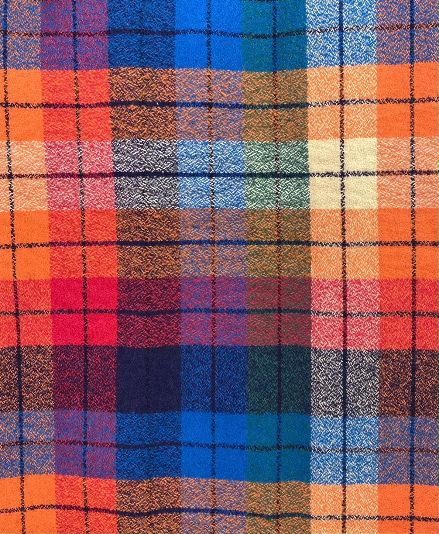 Infinity scarf Rainbow Heathered Plaid Flannel by Thistle & Stitch with orange and blue hues on Tampa Home & Garden Store