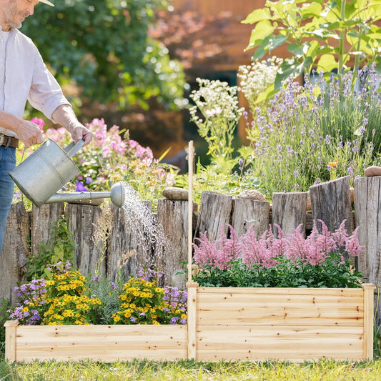 Raised garden bed with trellis in natural fir wood on Tampa Home & Garden Store