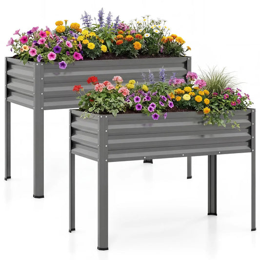 Raised Garden Bed Set of 2 Elevated Metal Planter
