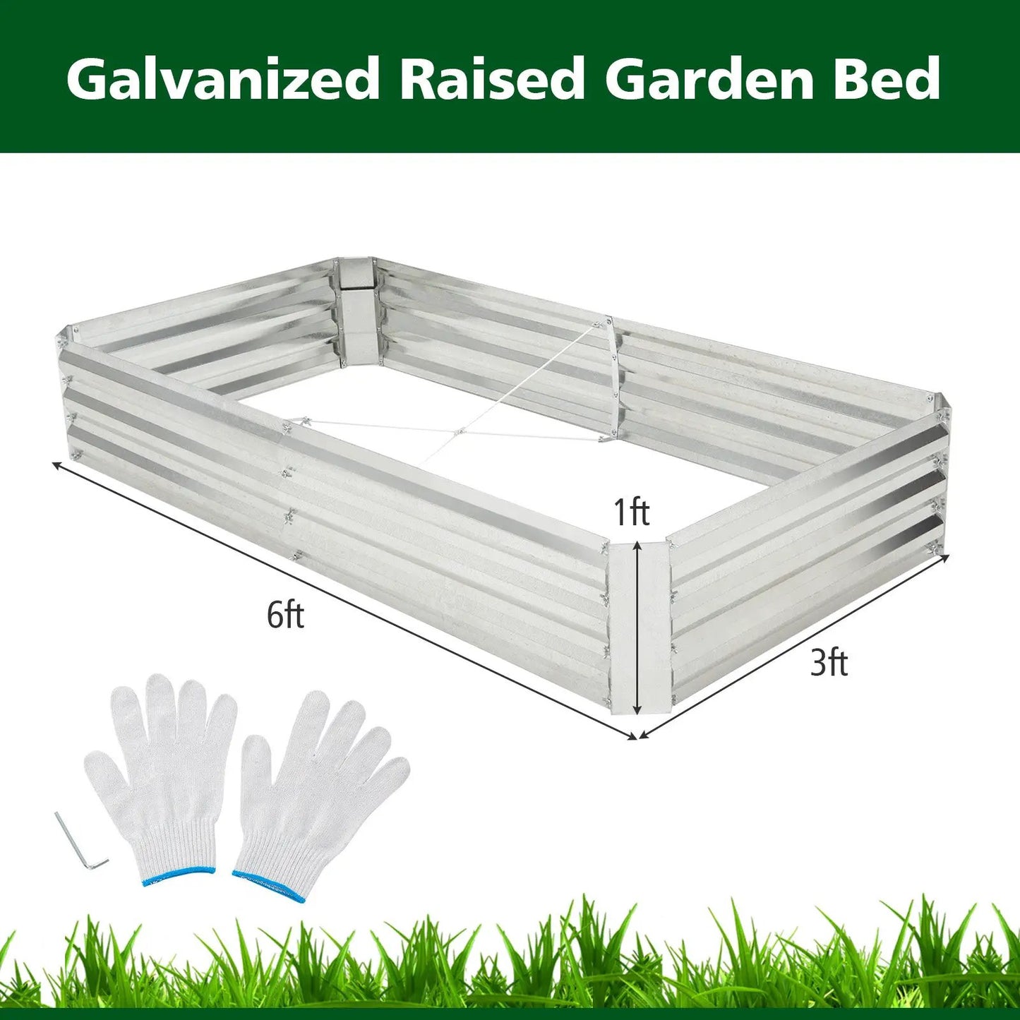 Metal Galvanized Raised Garden Bed with Open-Ended Base-6 x 3 ft - Tampa Home & Garden Store