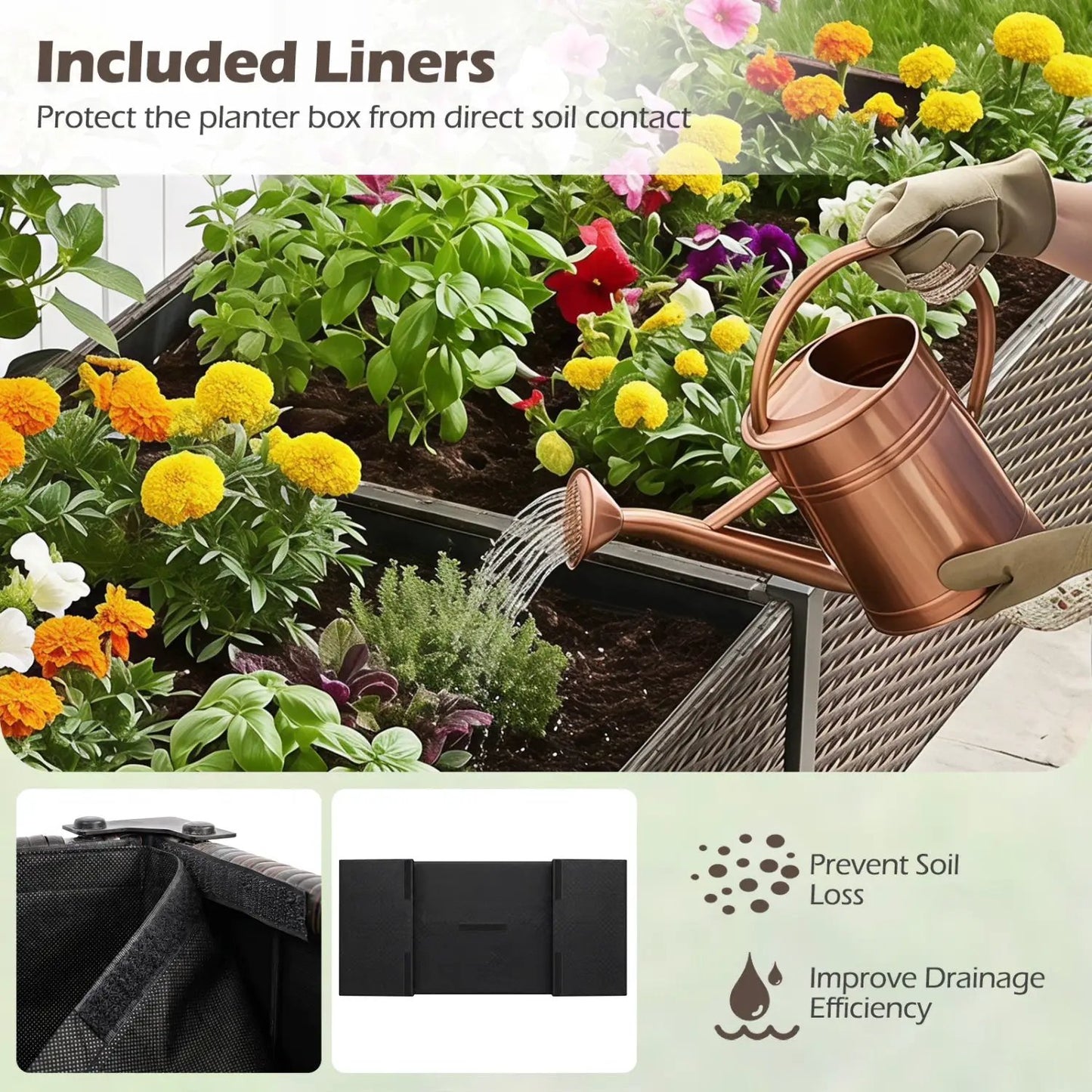 Raised Garden Bed With Legs and Removable Liner