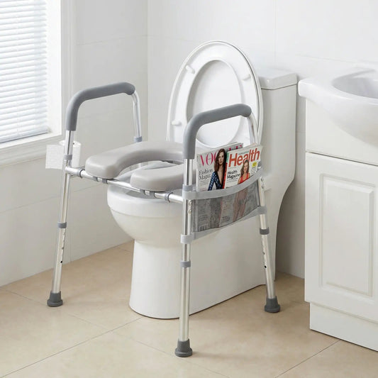 Raised Toilet Seat With Handles and Padded Arms
