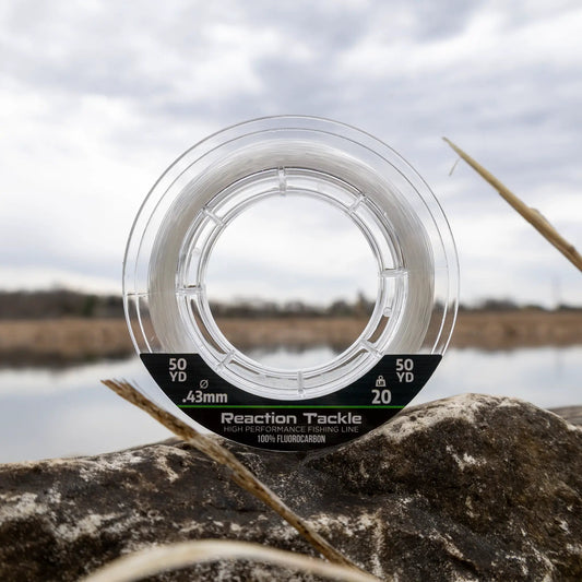 Reaction Tackle 100% fluorocarbon fishing line coil, clear 50 yd spool on Tampa Home & Garden Store