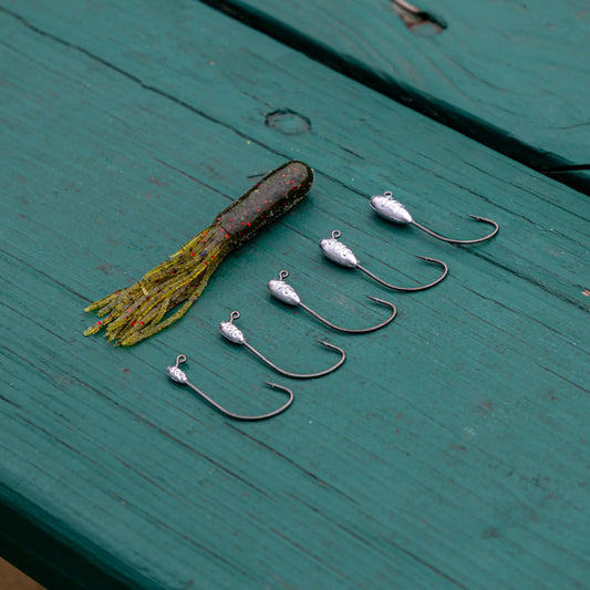Reaction Tackle Lead Tube Jig Heads 10-pack, silver jig heads with hooks on Tampa Home & Garden Store