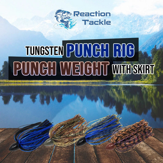 Reaction Tackle Tungsten Skirted Punch Rig fishing lure set of 5 with blue skirts on Tampa Home & Garden Store
