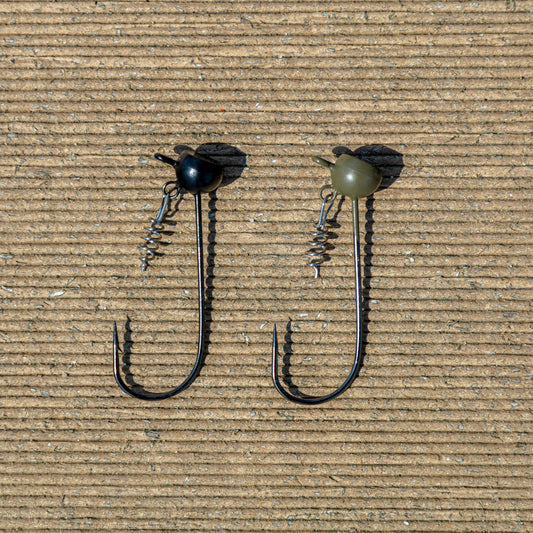 Reaction Tungsten Stand-Up Shaky Head Jigs 5 pack two shown black and olive on Tampa Home & Garden Store