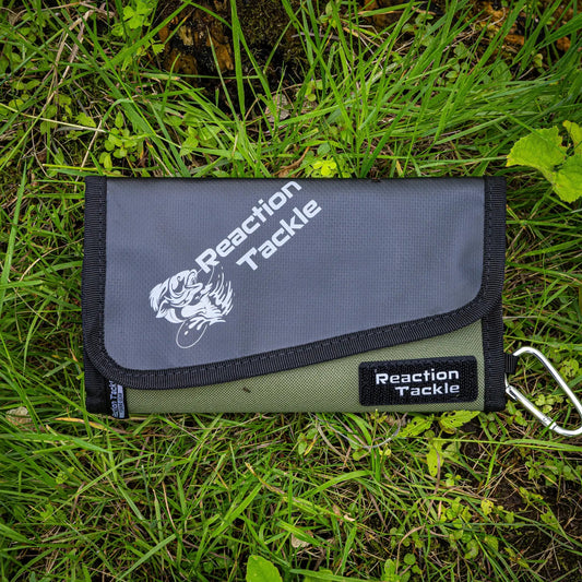 Reaction Tackle Wacky Worm Tools case in gray/olive with black trim on grass on Tampa Home & Garden Store