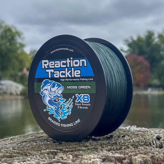 Reaction X8 braided fishing line moss green on spool, Reaction Tackle brand on Tampa Home & Garden Store