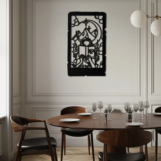 Reading Lady Metal Wall Art Book Lover Silhouette in black metal with moon, Enova Art on Tampa Home & Garden Store