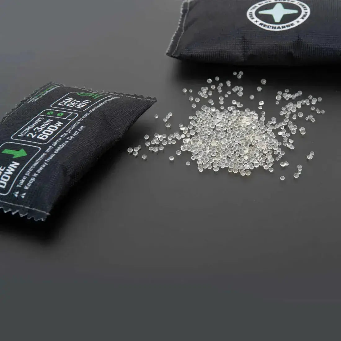 Rechargeable Dehumidifier Bag with silica gel crystals, two ISLANDSAFE black fabric pouches on Tampa Home & Garden Store