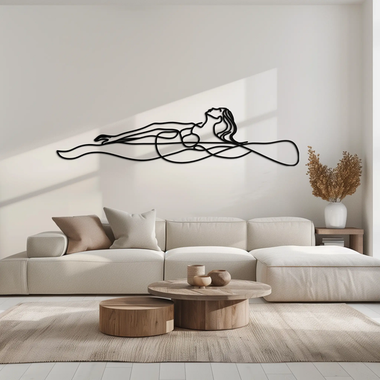 Reclining Woman Metal Wall Art - Minimalist Line Art Decor - KAF079 - Tampa Home & Garden Store