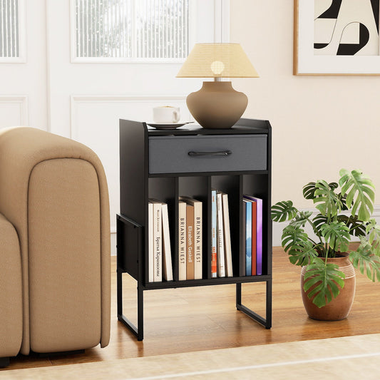 Record Player Stand with Drawer and Record Holder