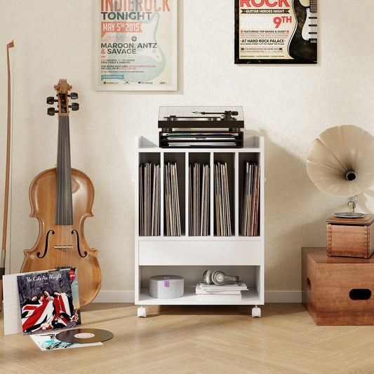 Soporte para tocadiscos con cajón - Blanco