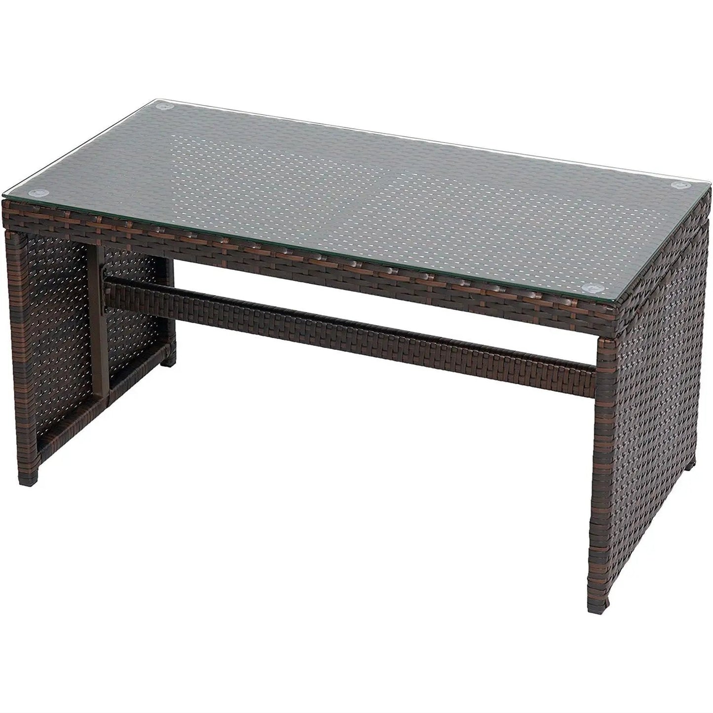 59x31 inch outdoor wicker dining table with glass top and center umbrella hole on Tampa Home & Garden Store
