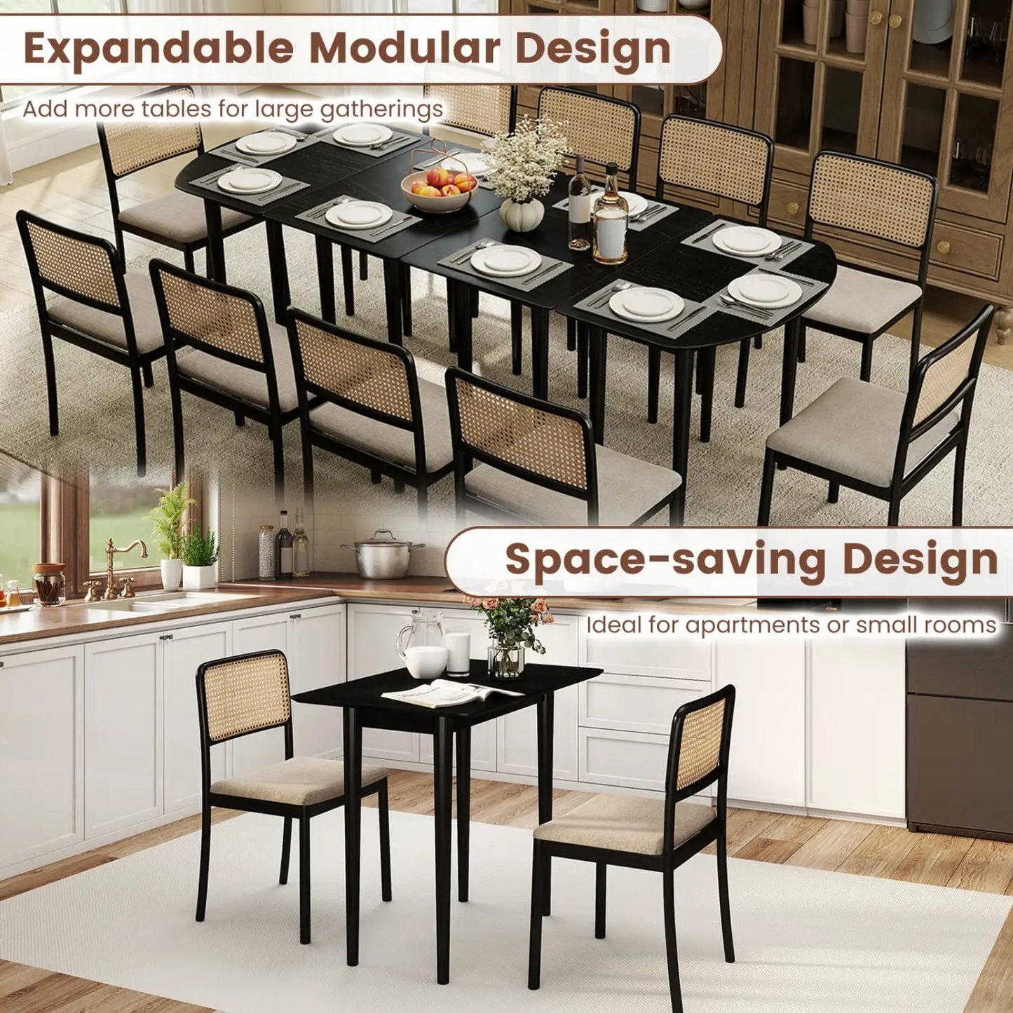 Rectangular wooden farmhouse dining table for 2-4 with black legs DirectDeals on Tampa Home & Garden Store