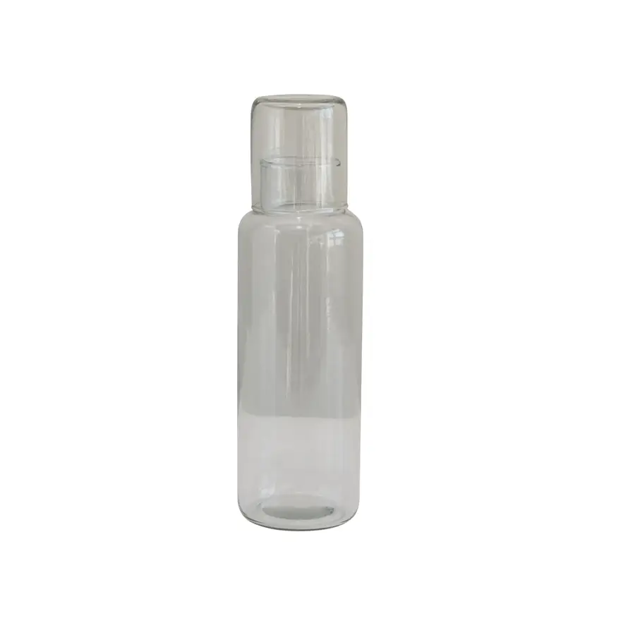 Decanter with stopper in clear recycled glass, hand-blown style on Tampa Home & Garden Store