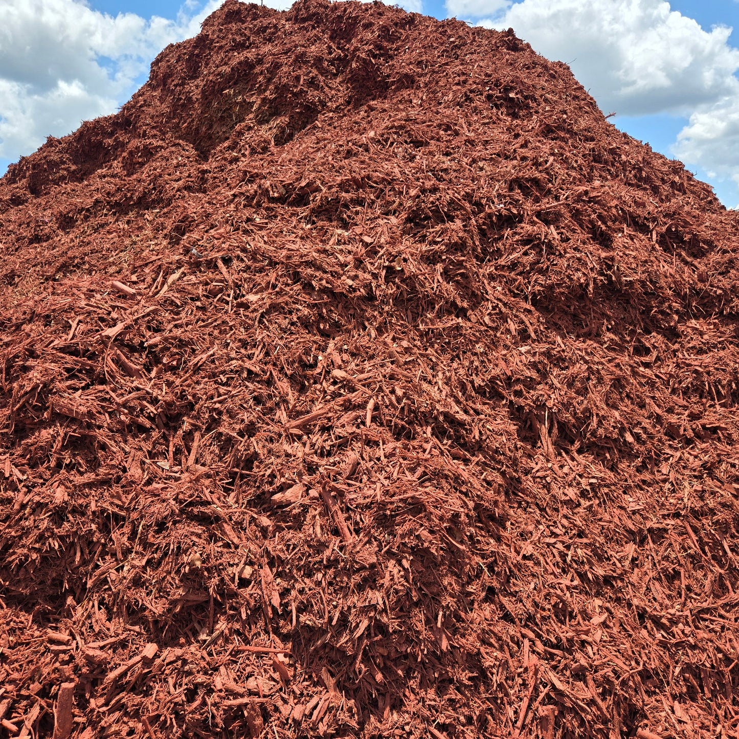 Order red mulch delivered and dumped in a pile as shown.