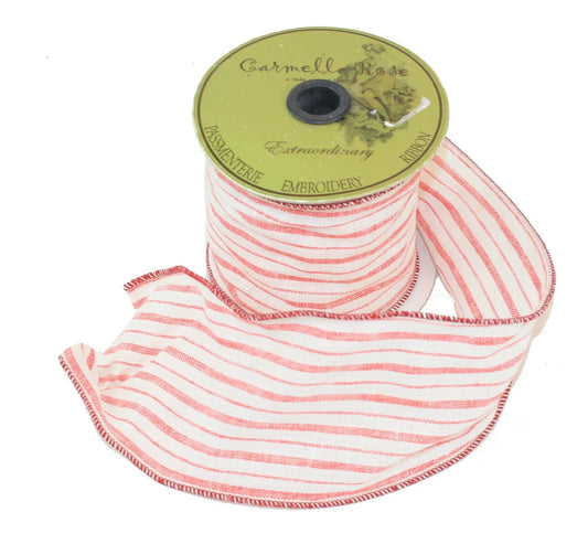 Red and white cotton wire ribbon per yard by The Country Christmas Loft on Tampa Home & Garden Store