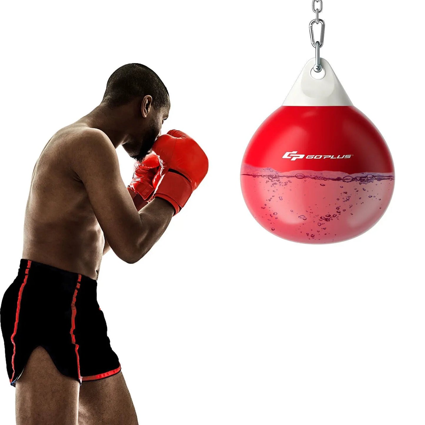 18 Inch Water Punching Bag with Adjustable Chain, red GoPlus water bag and boxer on Tampa Home & Garden Store