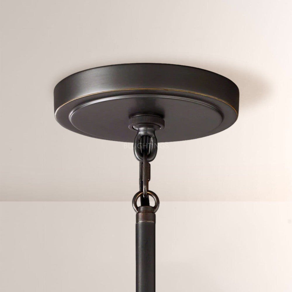 Silk Drum Pendant Light ceiling fixture in dark bronze with metal chain on Tampa Home & Garden Store