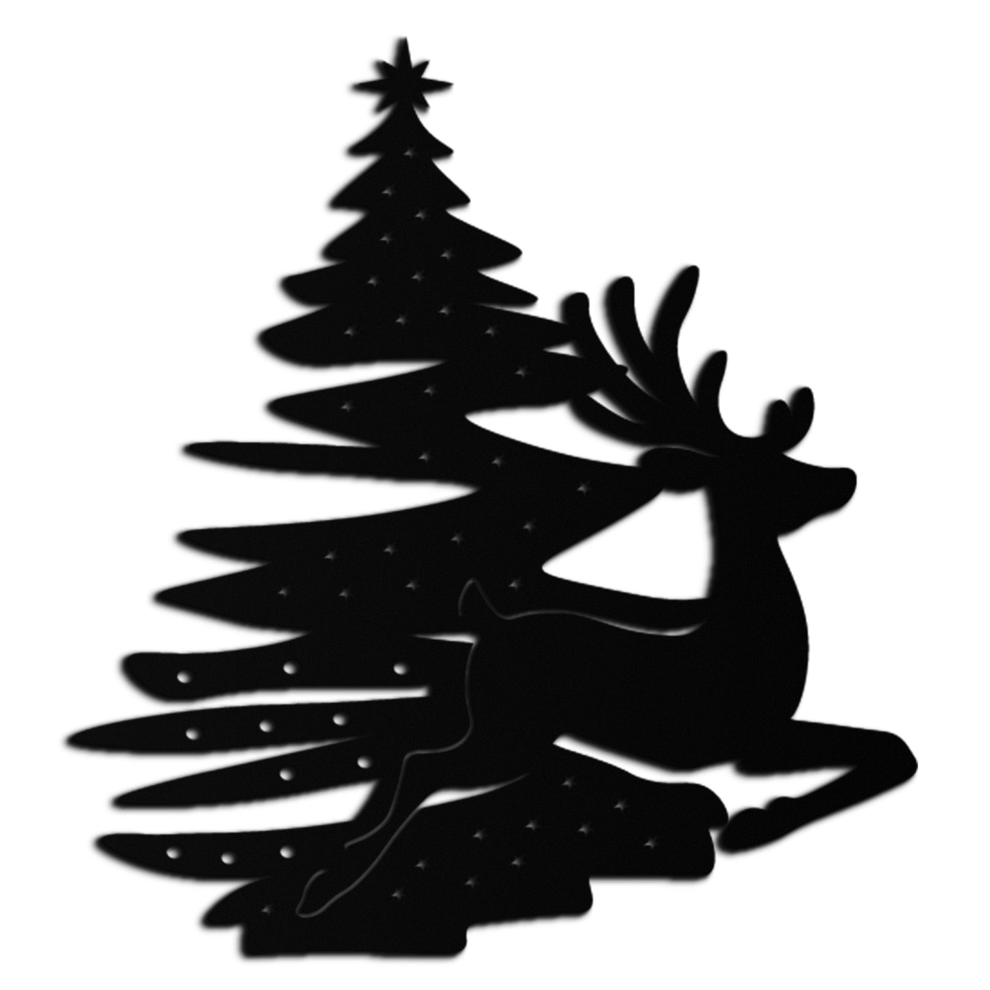Reindeer and Christmas Tree Metal Wall Art - Festive Holiday Steel Decor- KAF304 - Tampa Home & Garden Store