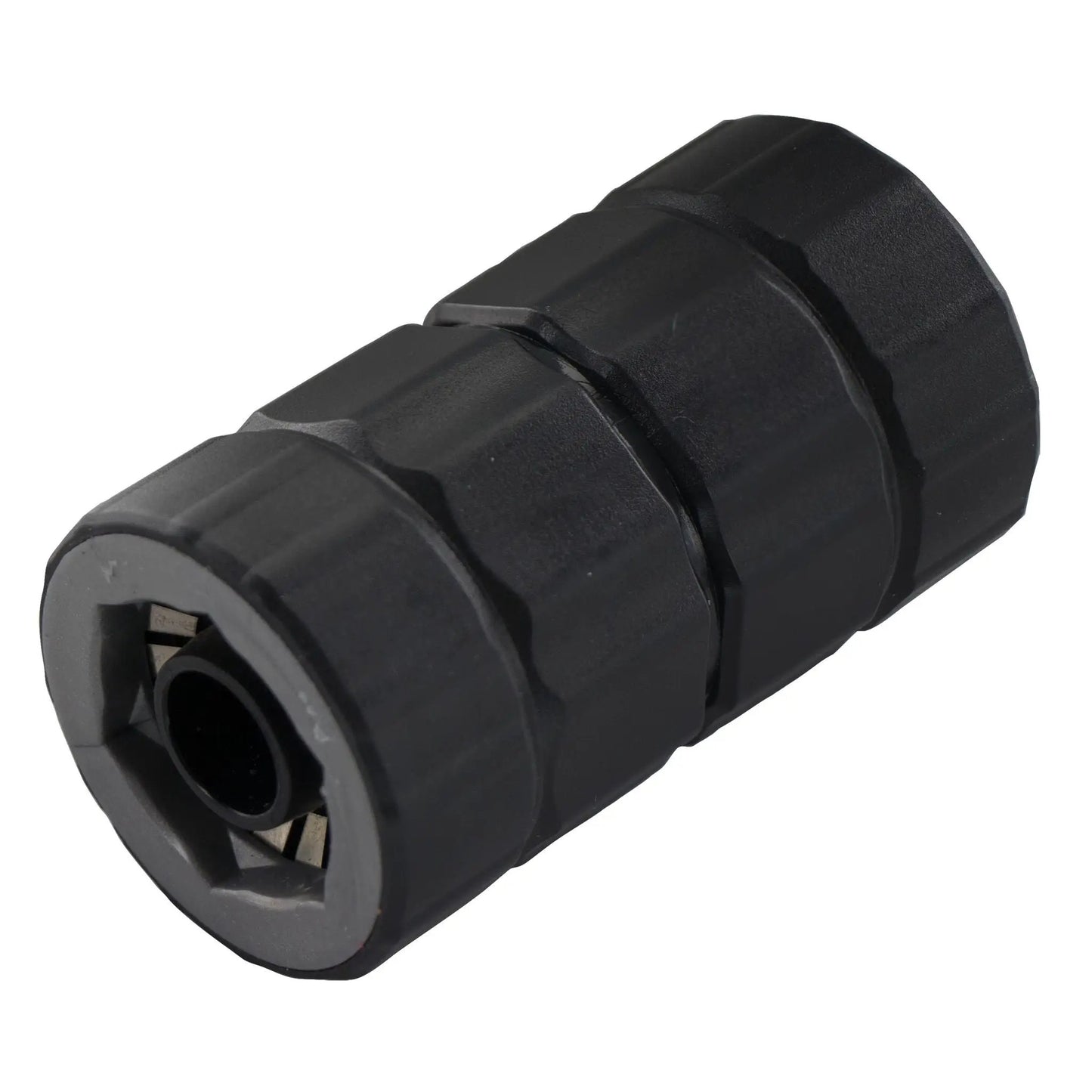 Push Fit Five Eighths Inch Hose Mender, Orbit Irrigation, black plastic on Tampa Home & Garden Store