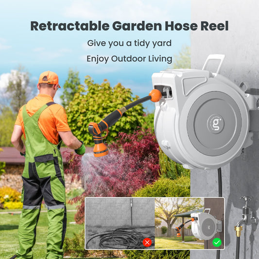 Retractable Garden Hose Reel-1/2 in-65ft - Tampa Home & Garden Store